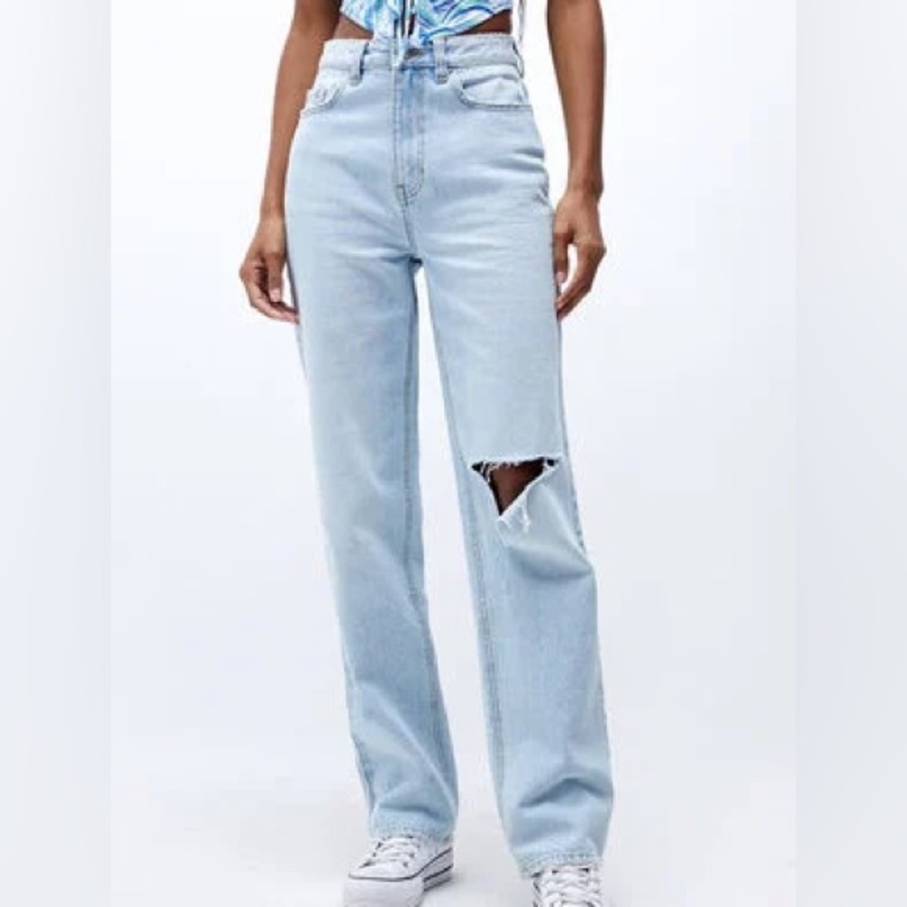 Eco Light Blue Ripped Boyfriend Jeans